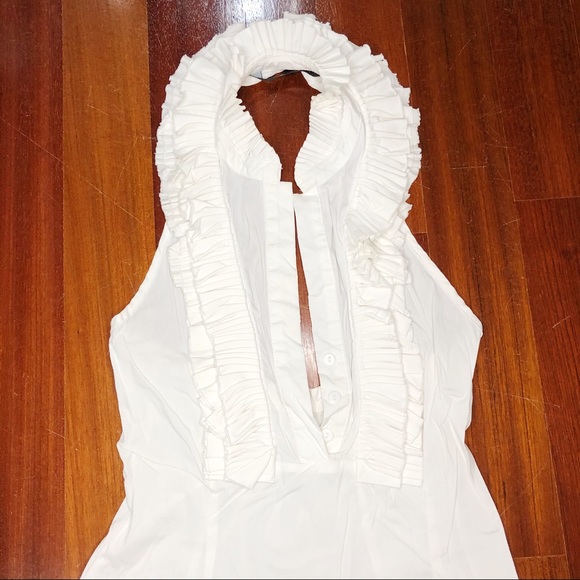 Urban Behavior Small Women White Halter Ruffle Top - Picture 2 of 8